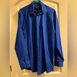 J. Ferrar Slim Fit Dress Shirt Royale Blue Size Large